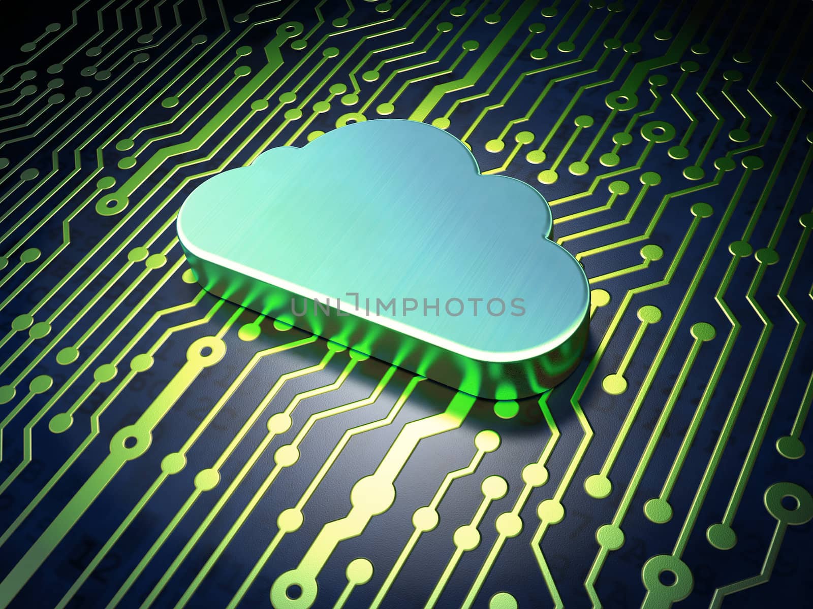 Networking concept: Cloud on circuit board by maxkabakov