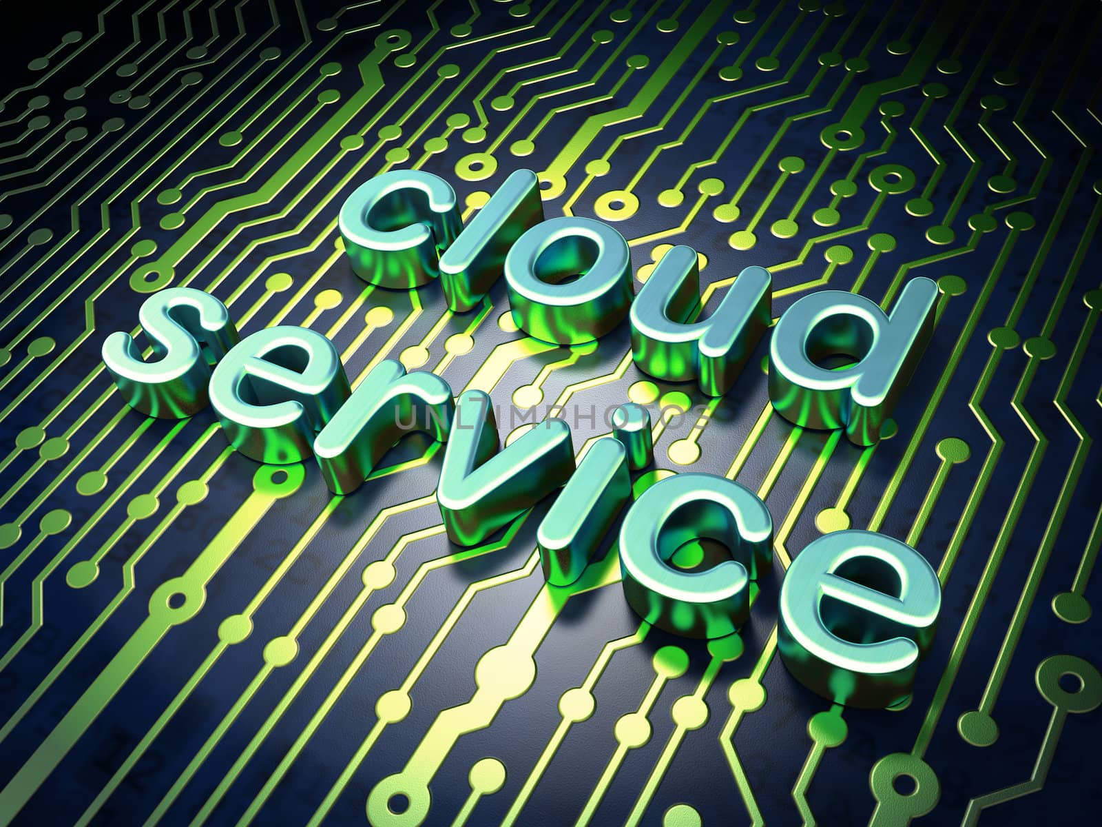 Cloud computing concept: Cloud Service on circuit board by maxkabakov