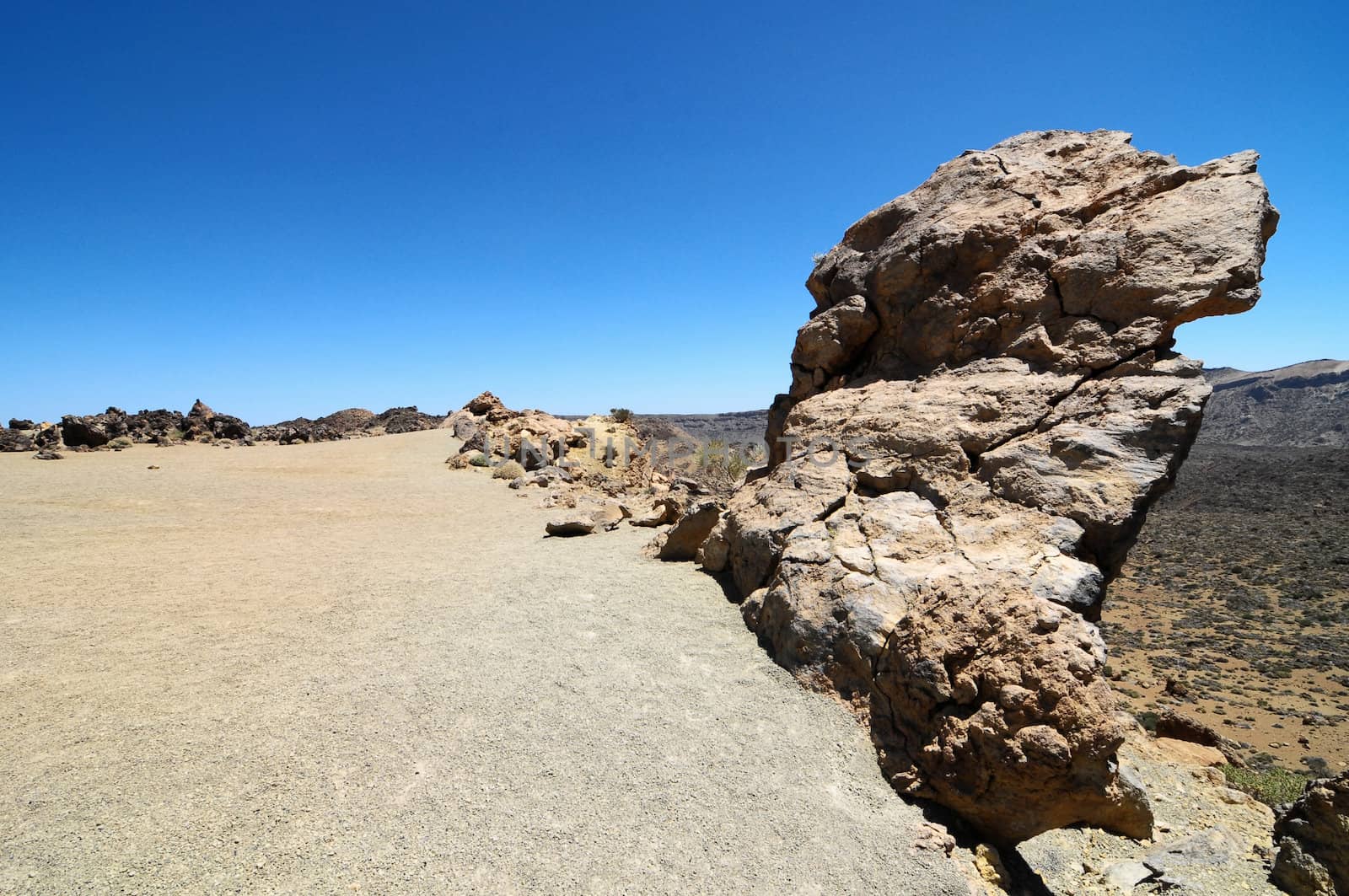 Sand and Rocks Desert on Teide Volcano, in Canary Islands, Spain