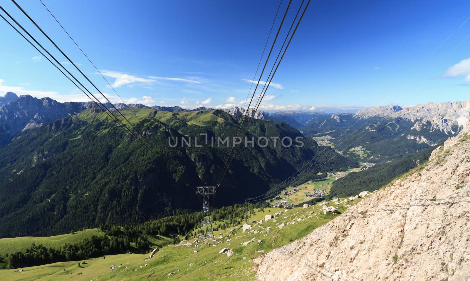 aerial view of Fassa Valley, Trentino, Italy