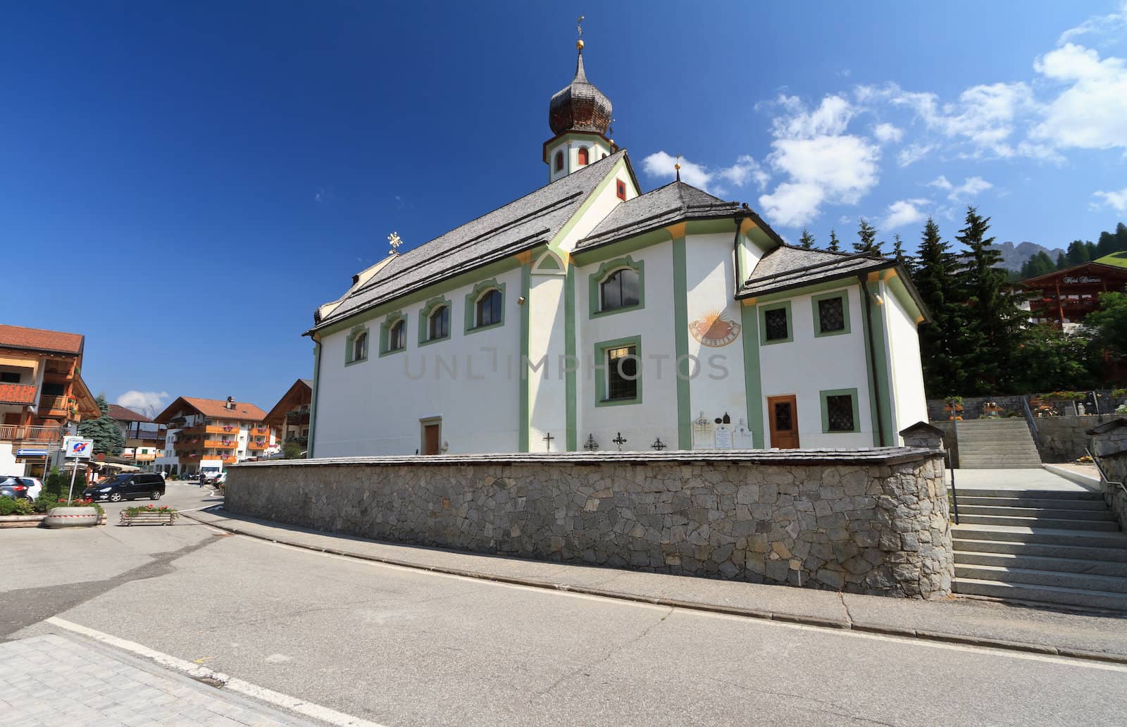 small church in San Cassiano, Val Badia, Trentino Alto Adige, Italy
