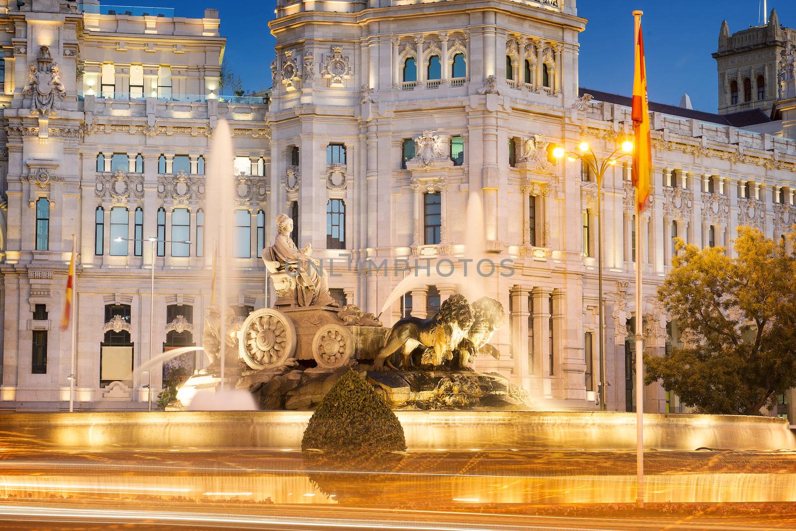 Plaza de la Cibeles (Cybele's Square) - Central Post Office (Palacio de Comunicaciones), Madrid, Spain. 