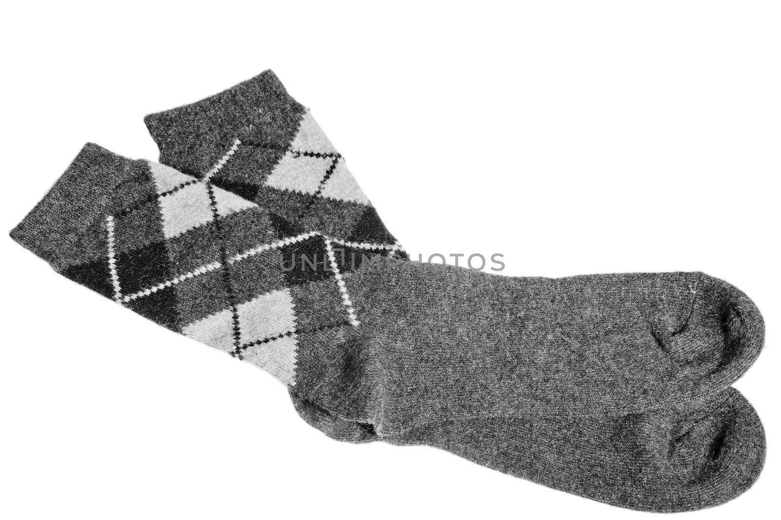 winter warm socks with a pattern of gray by kosmsos111