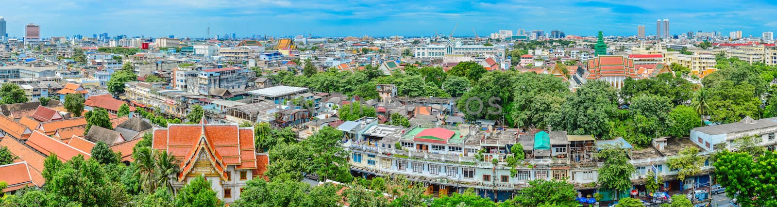 Wide angle Bangkok city. (panorama)