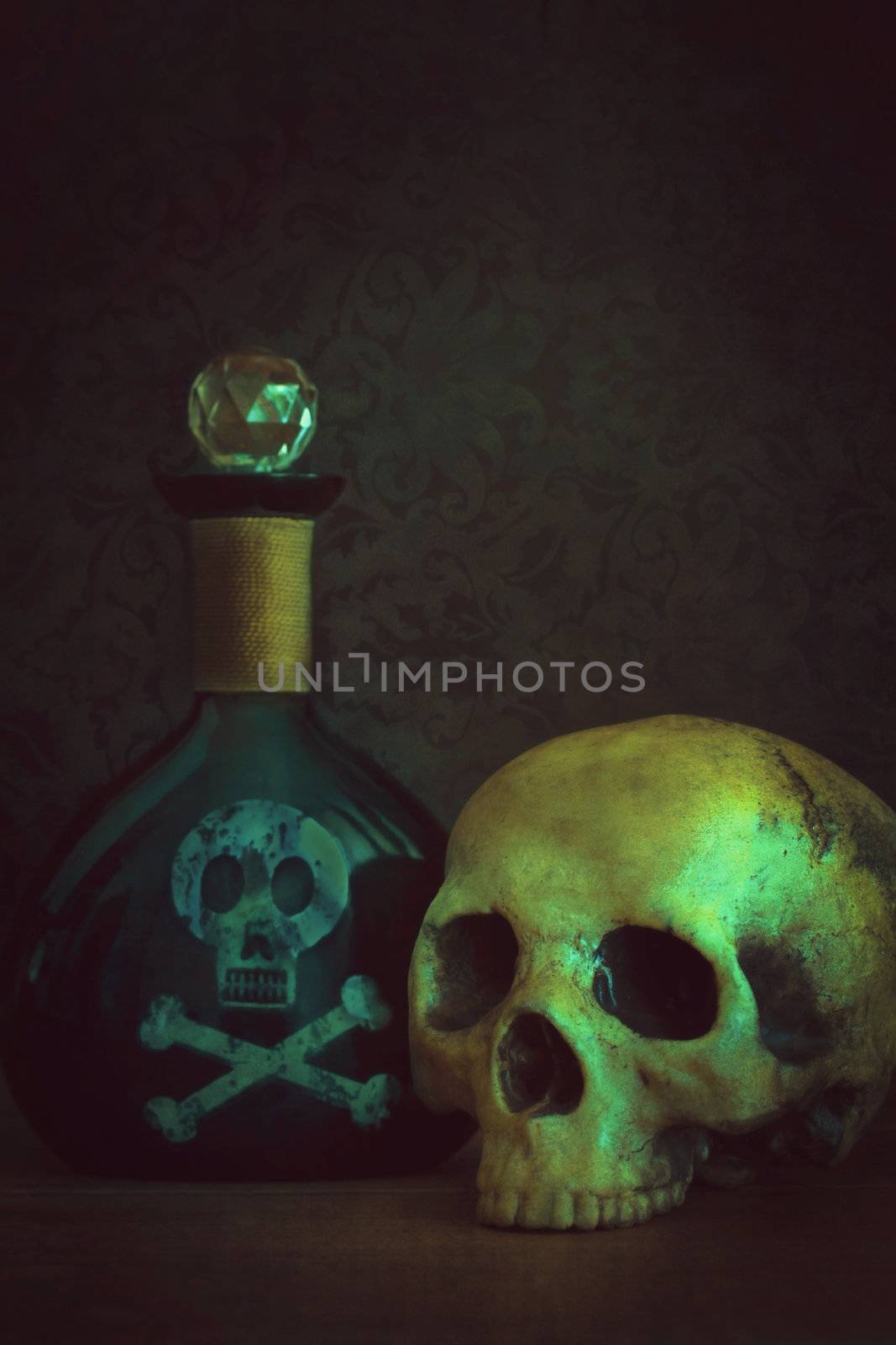 Skull with poison bottle by Sandralise