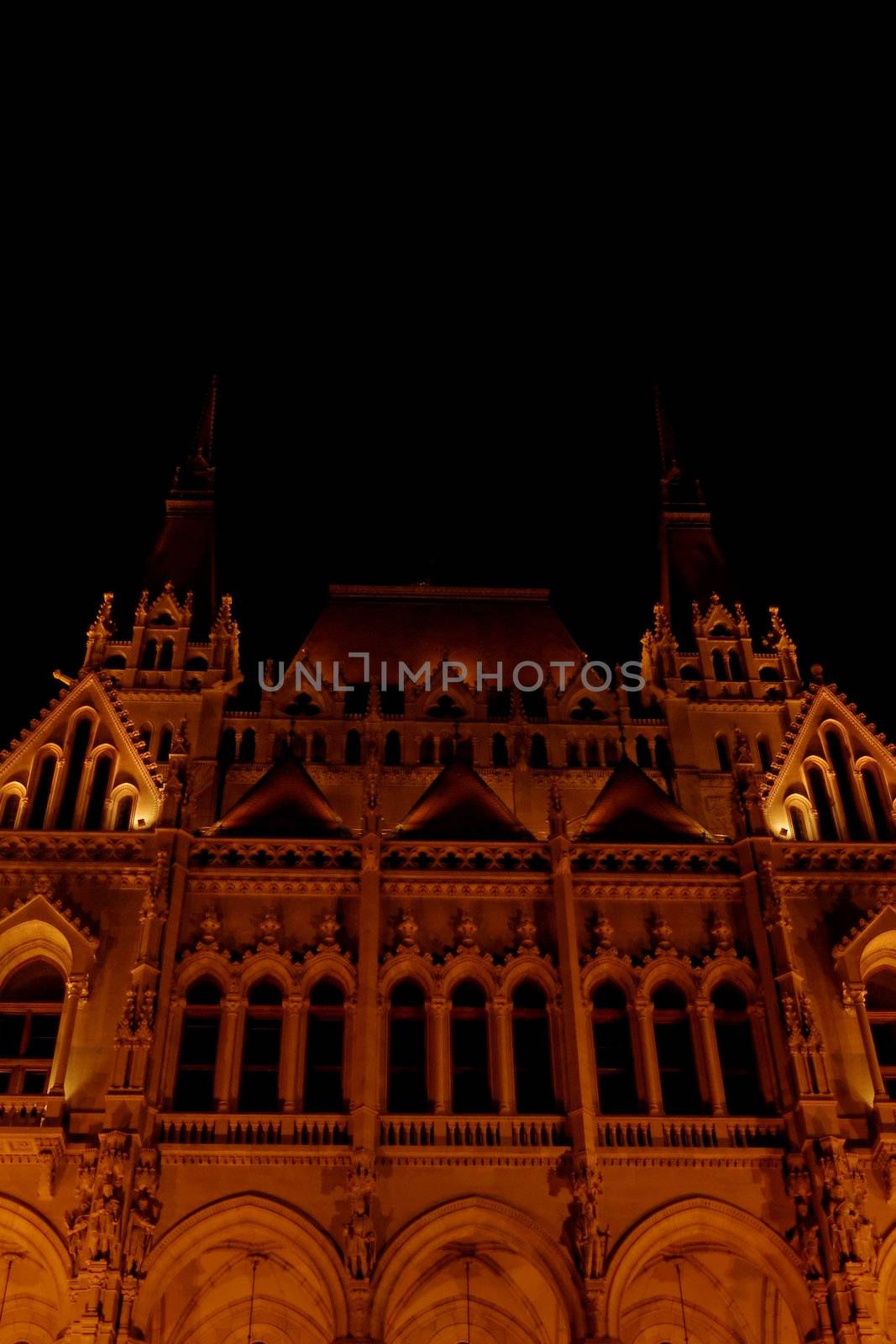 Budapest Parliament building in Hungary at twilight detail