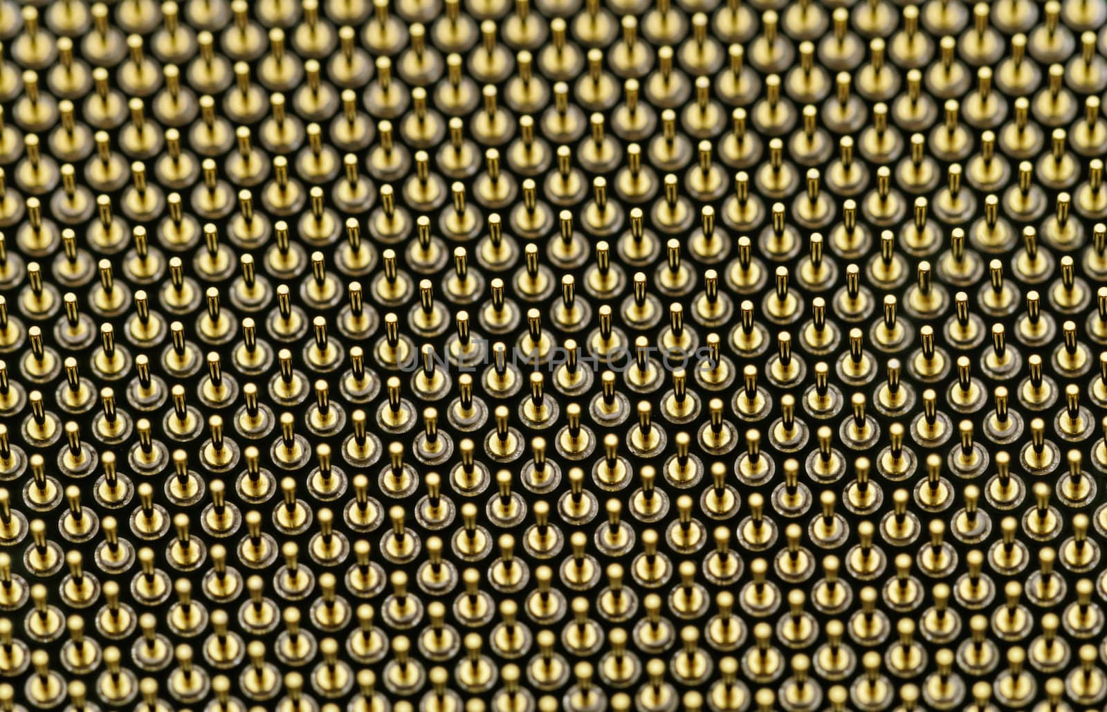 copper CPU pins closeup image (processor pin)