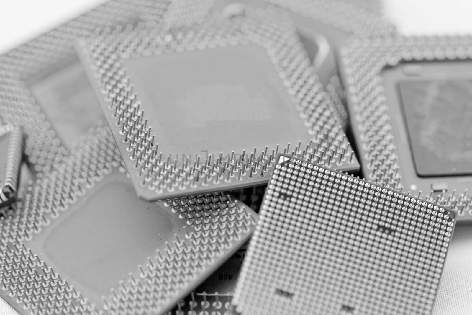 close up of cpu processors in bw by NagyDodo