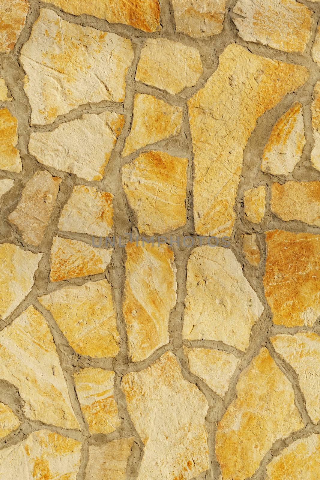 Background of a large stone wall texture (yellow)