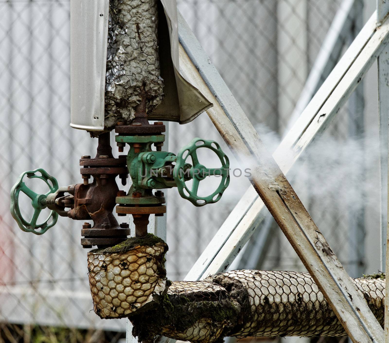 industrial pipes in a electricity power plant