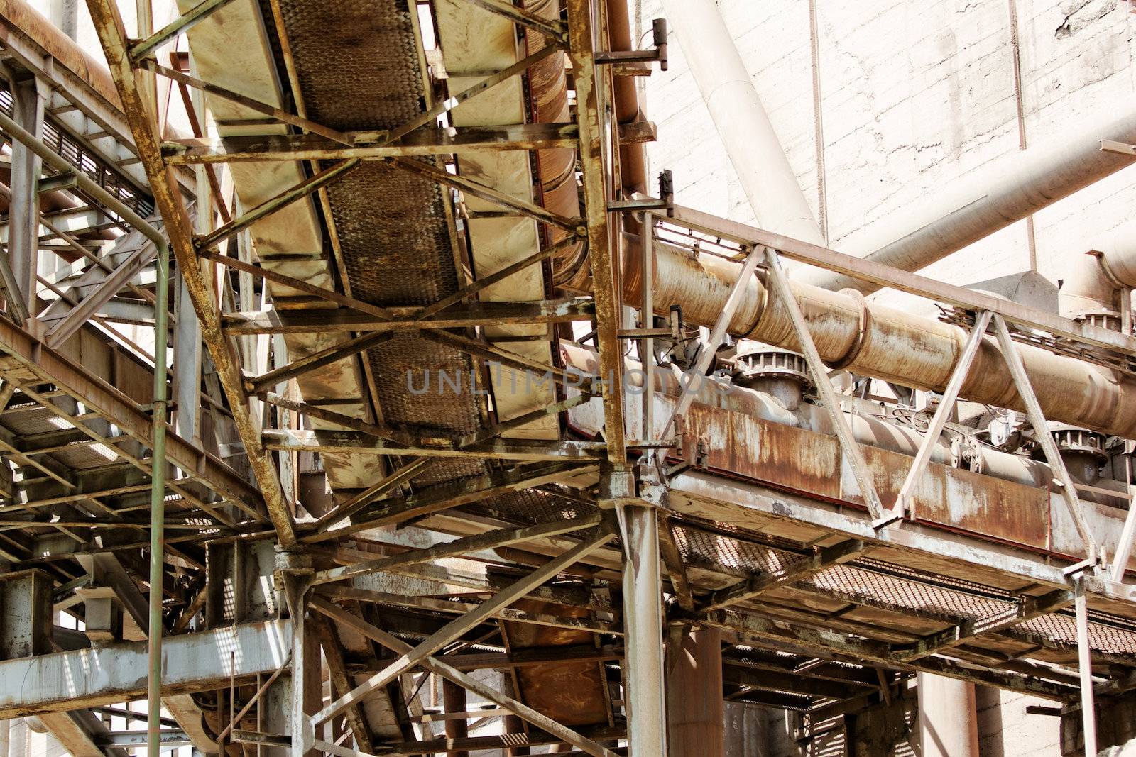 industrial pipes in a electricity power plant