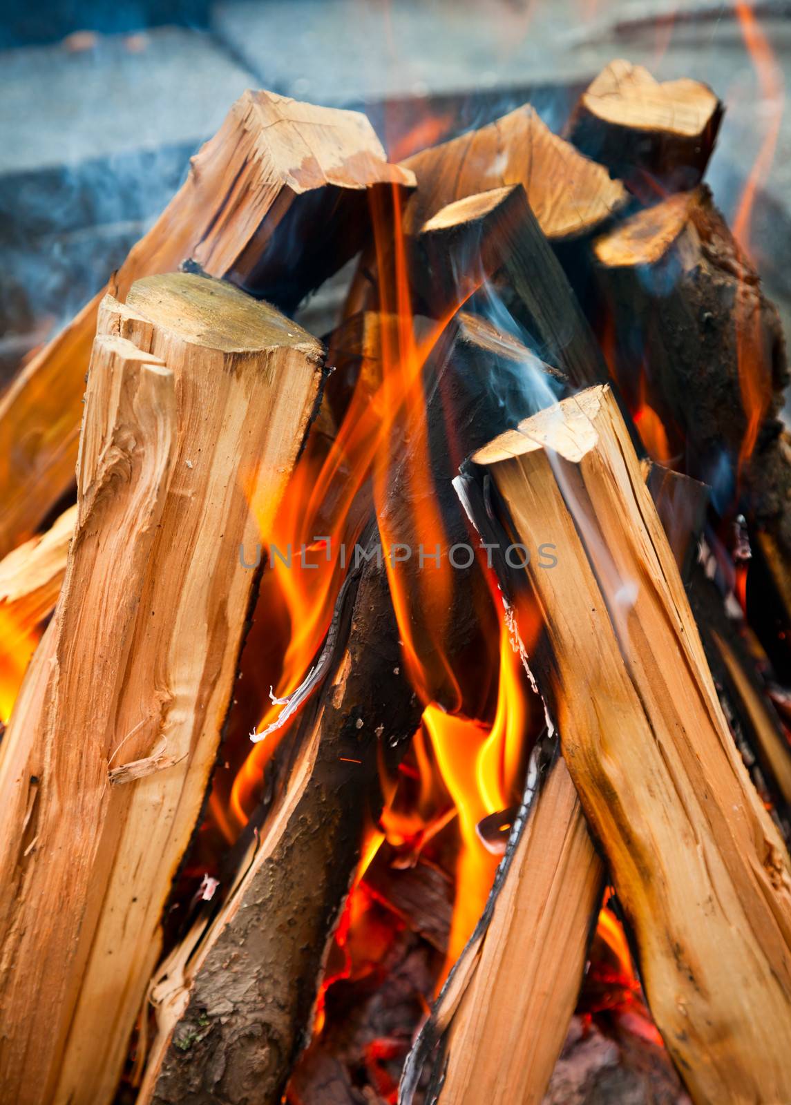 Closeup shot of camping fire