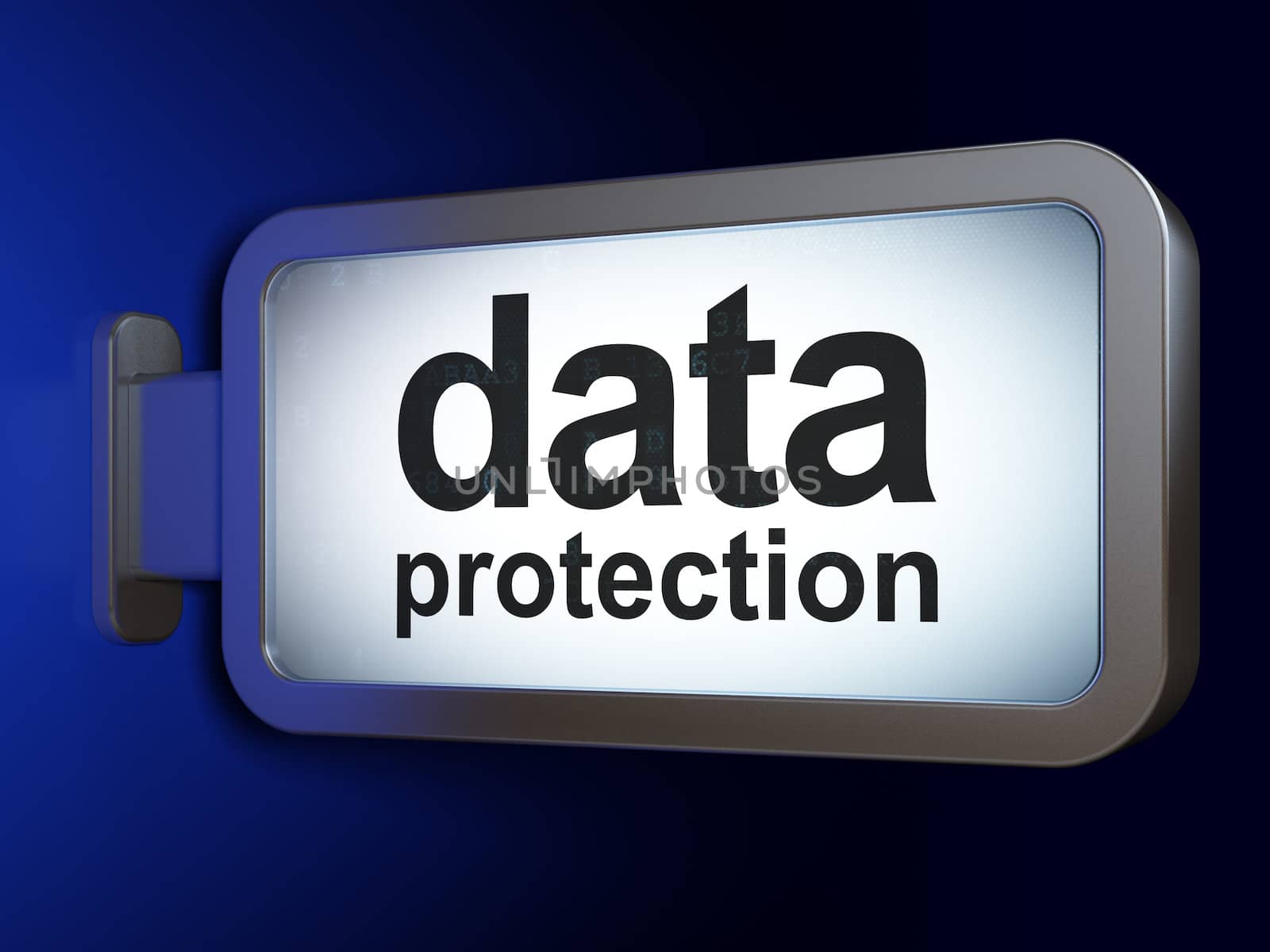 Security concept: Data Protection on advertising billboard background, 3d render