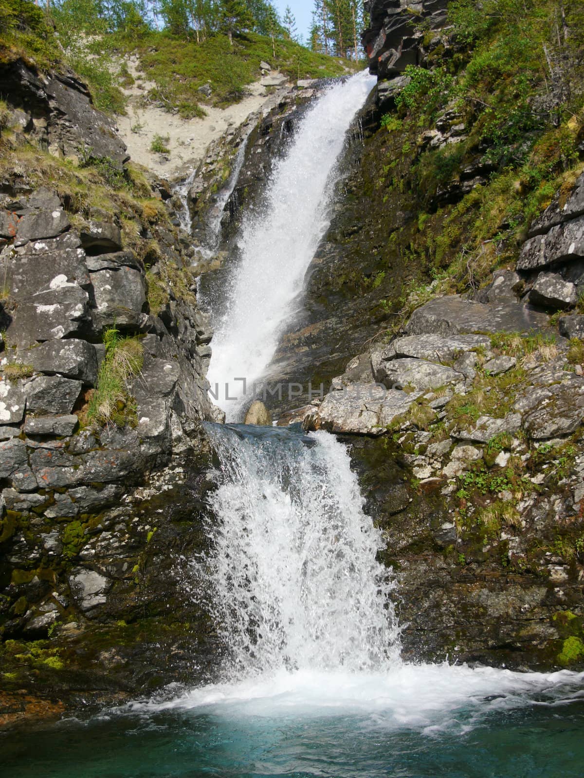 Falls in mountains. Russia, Hibini