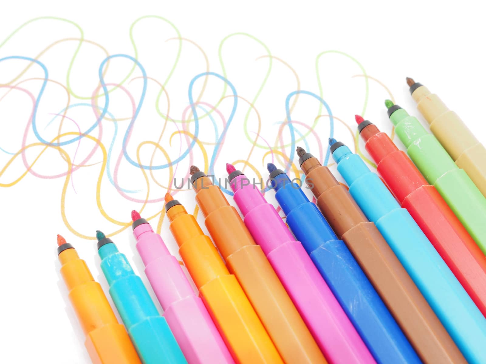 felt-tip pens on a white background