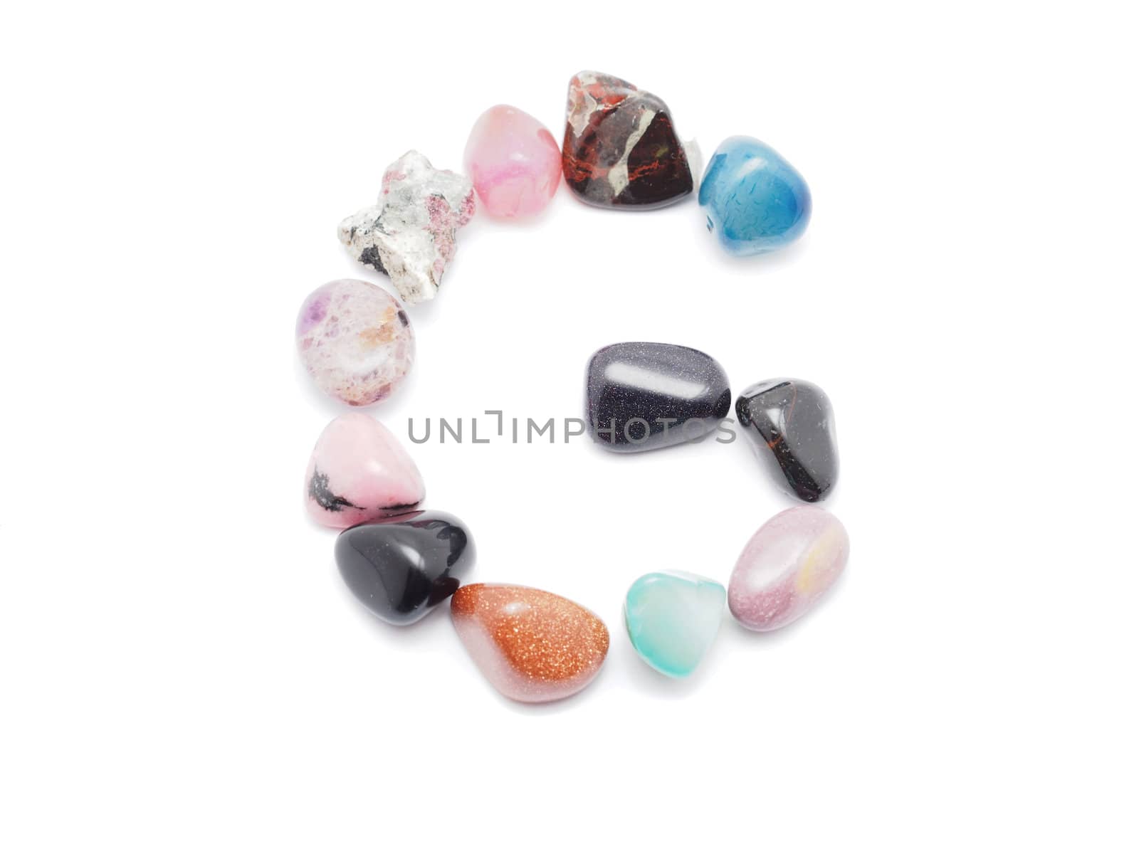 letter from minerals on a white background