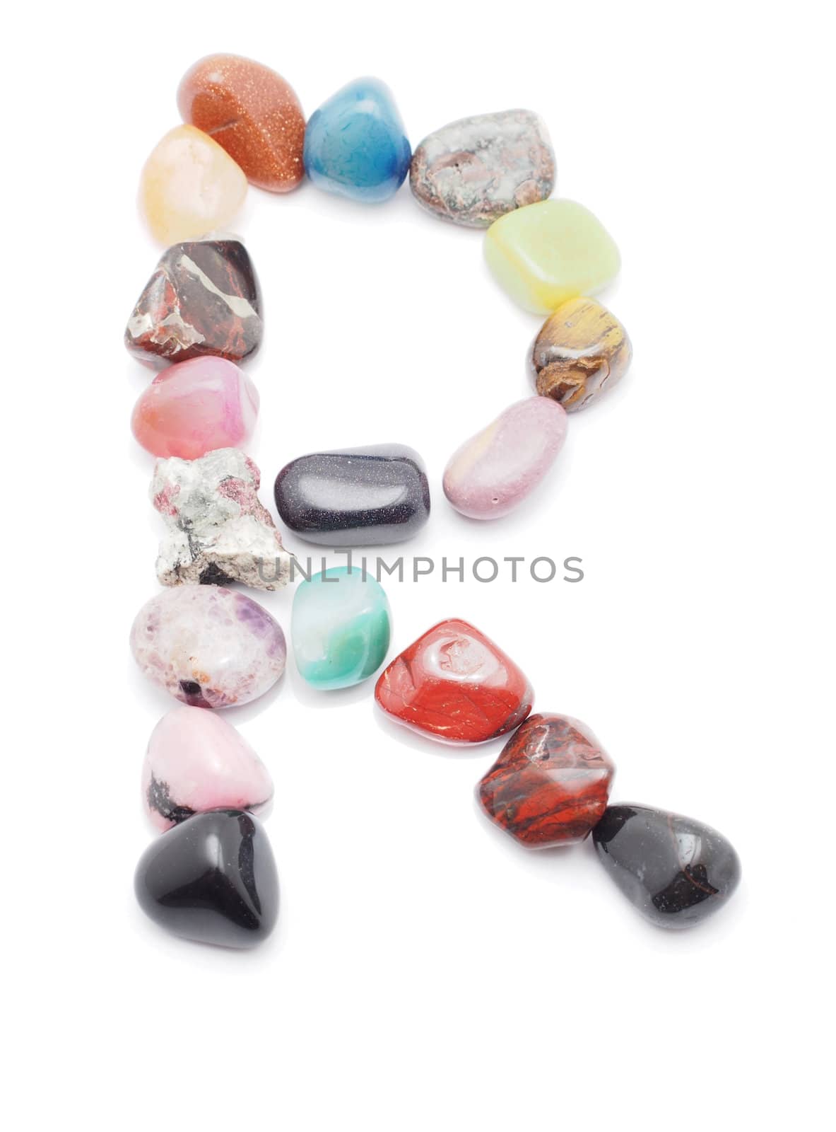 letter from minerals on a white background