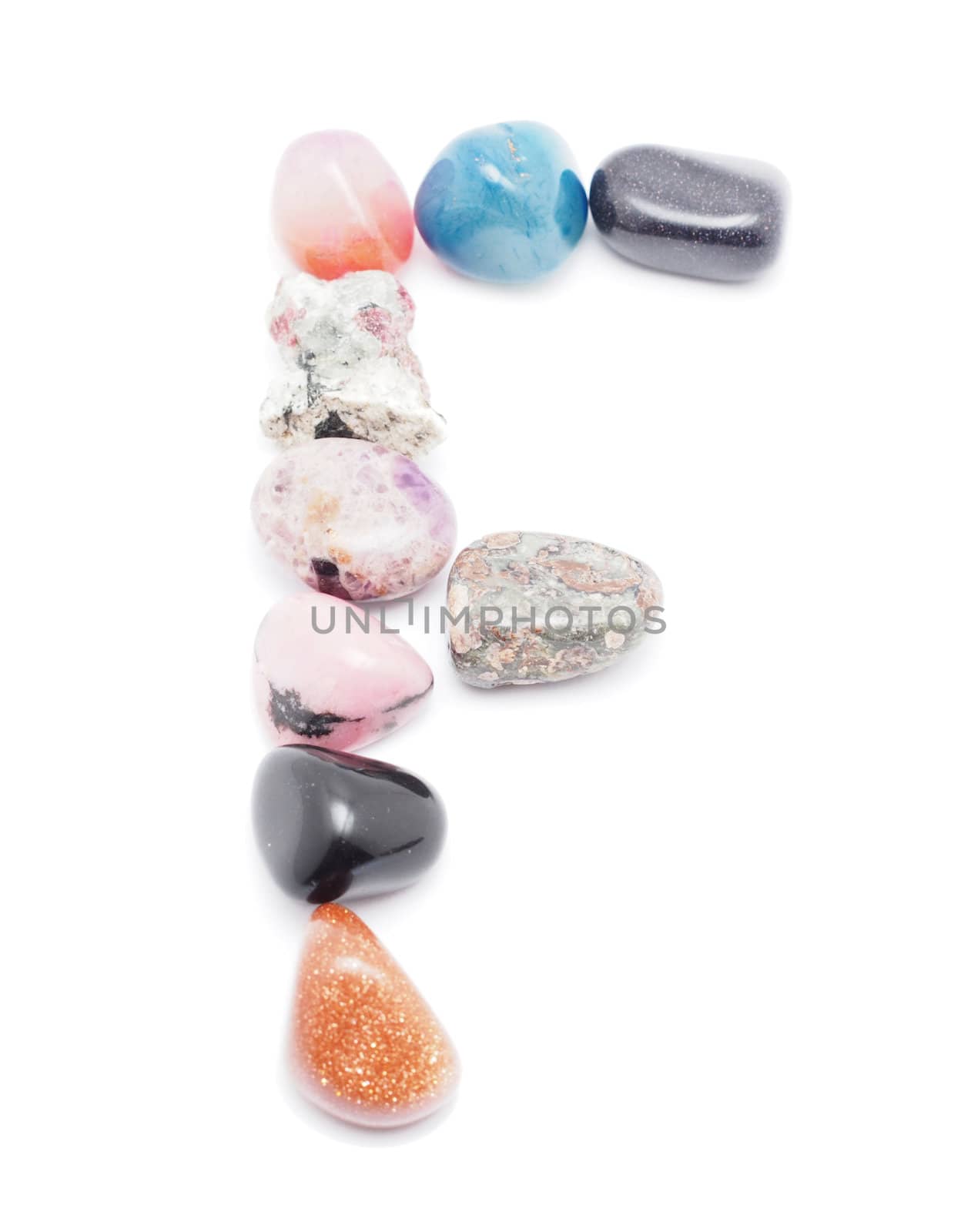 letter from minerals on a white background