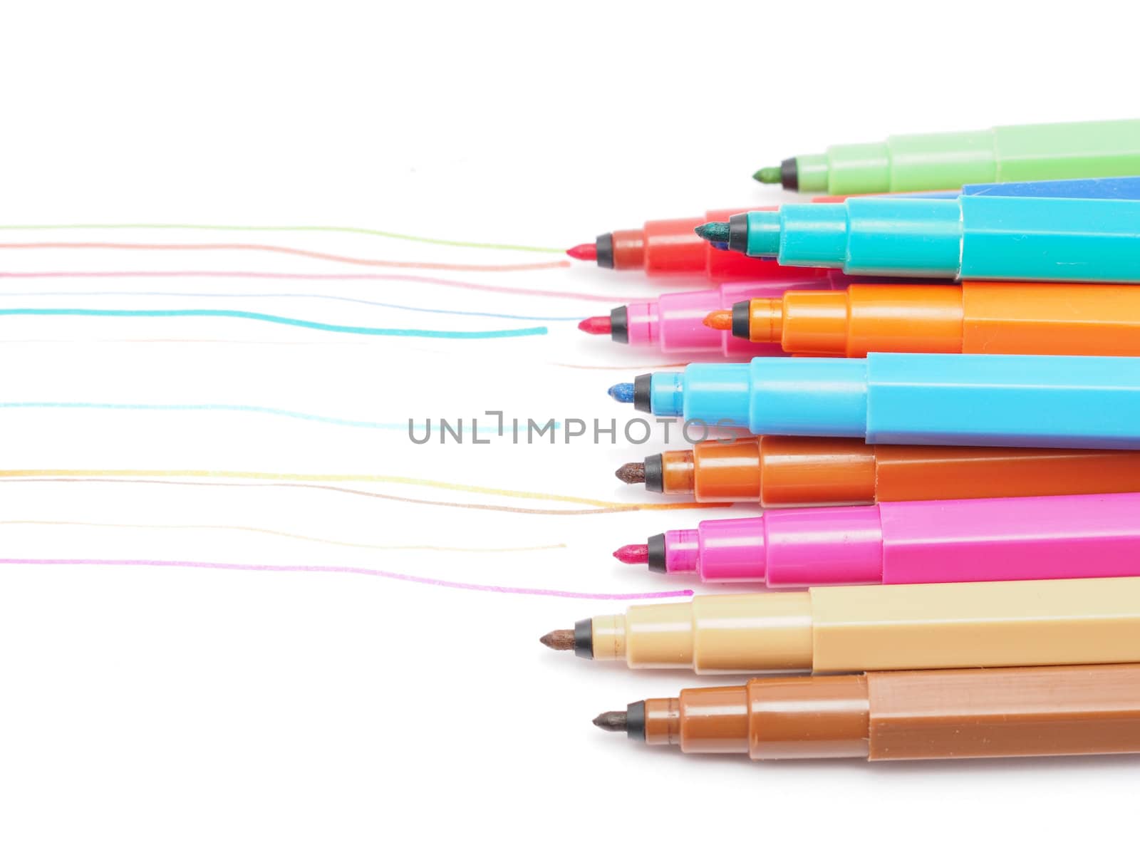 felt-tip pens on a white background