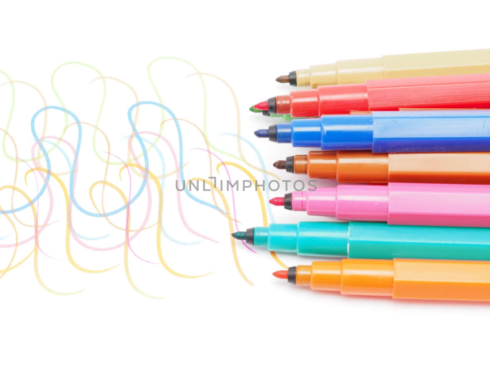 felt-tip pens on a white background