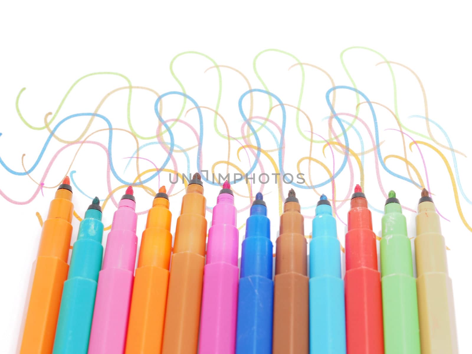 felt-tip pens on a white background