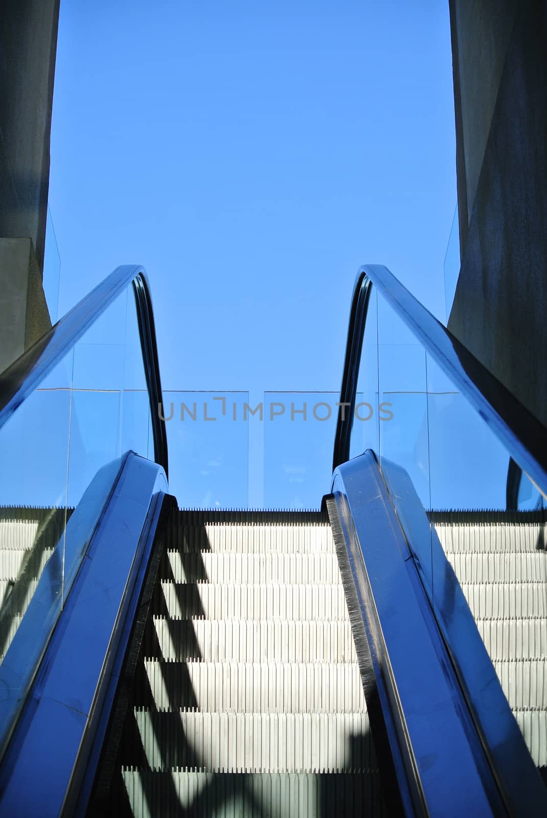 Escalator into the sky with copyspace