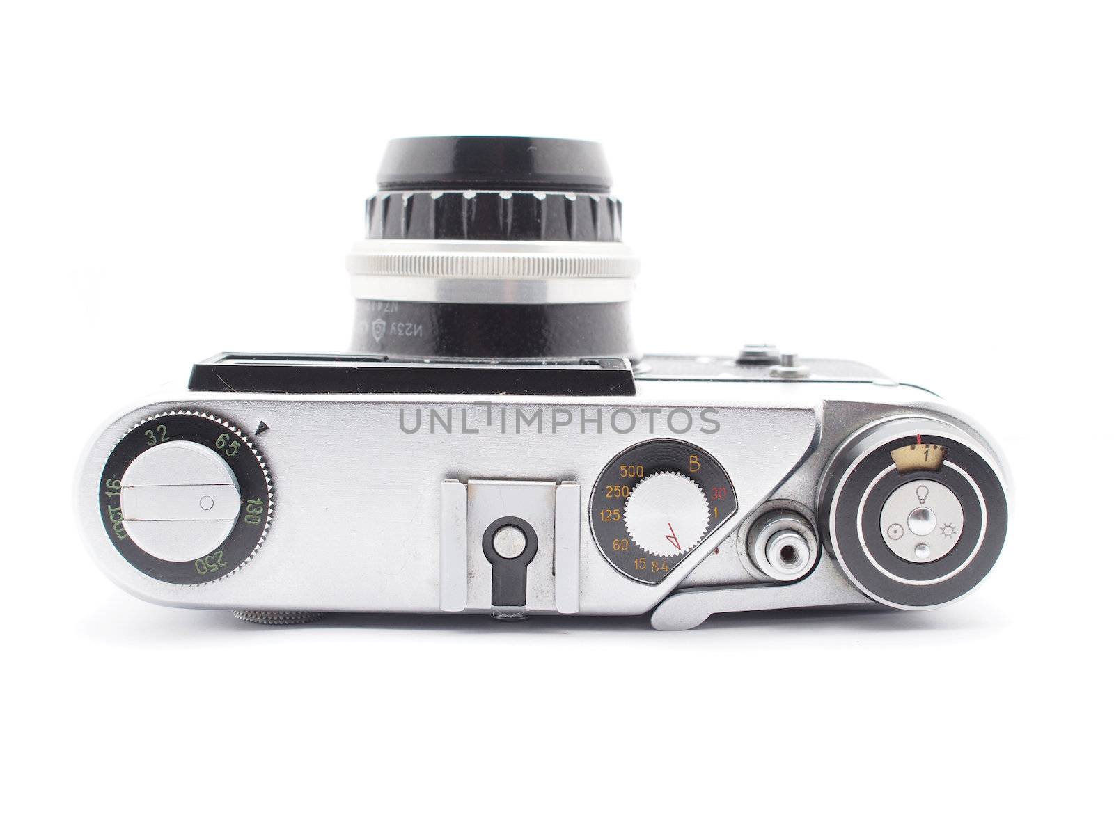 Old camera on a white background 