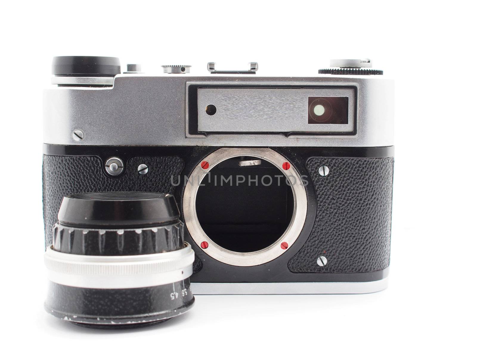 Old camera on a white background 
