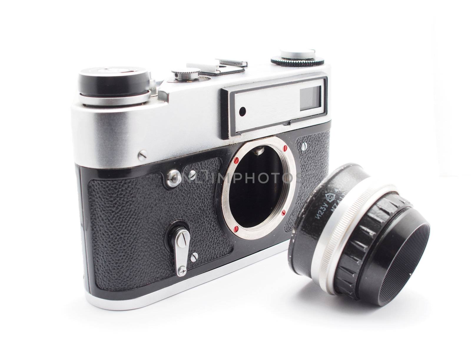 Old camera on a white background 