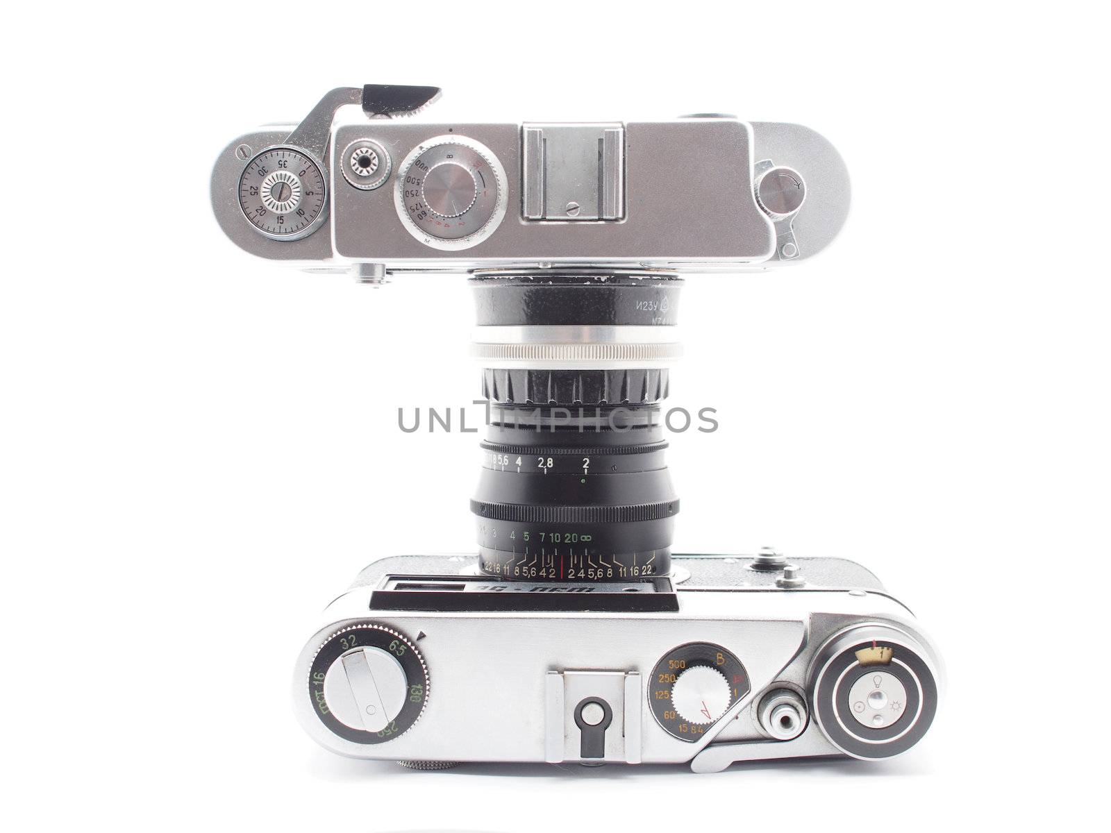 Old camera on a white background 