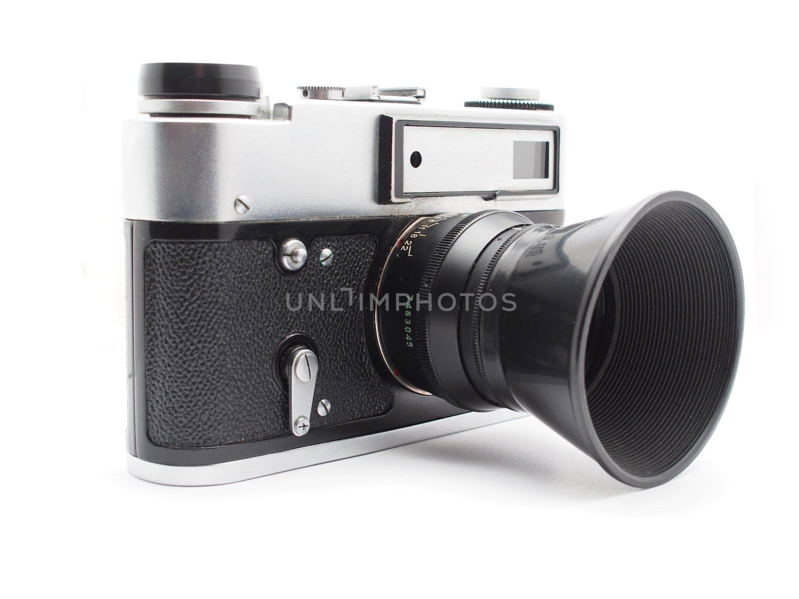 Old camera on a white background 