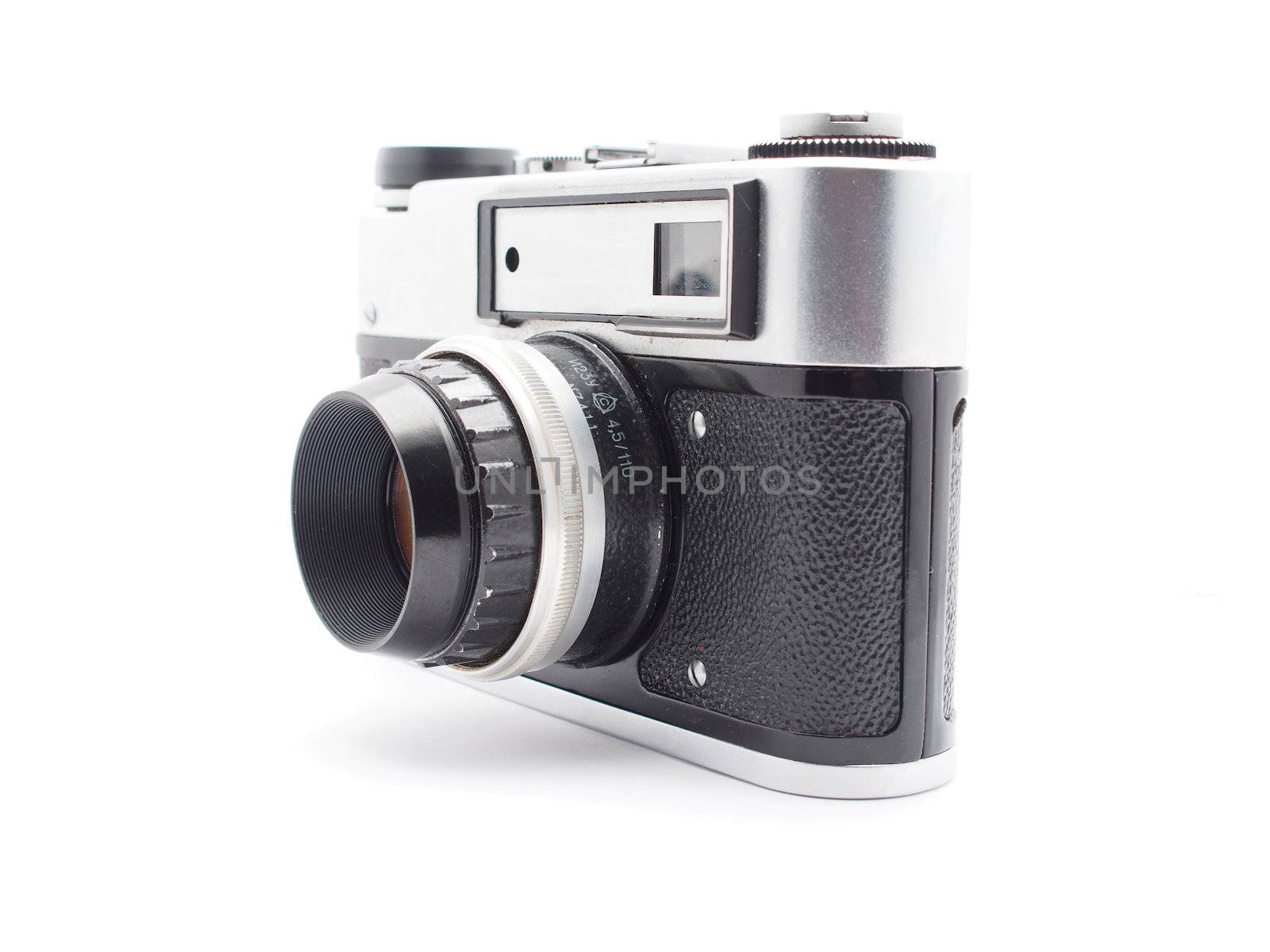Old camera on a white background 