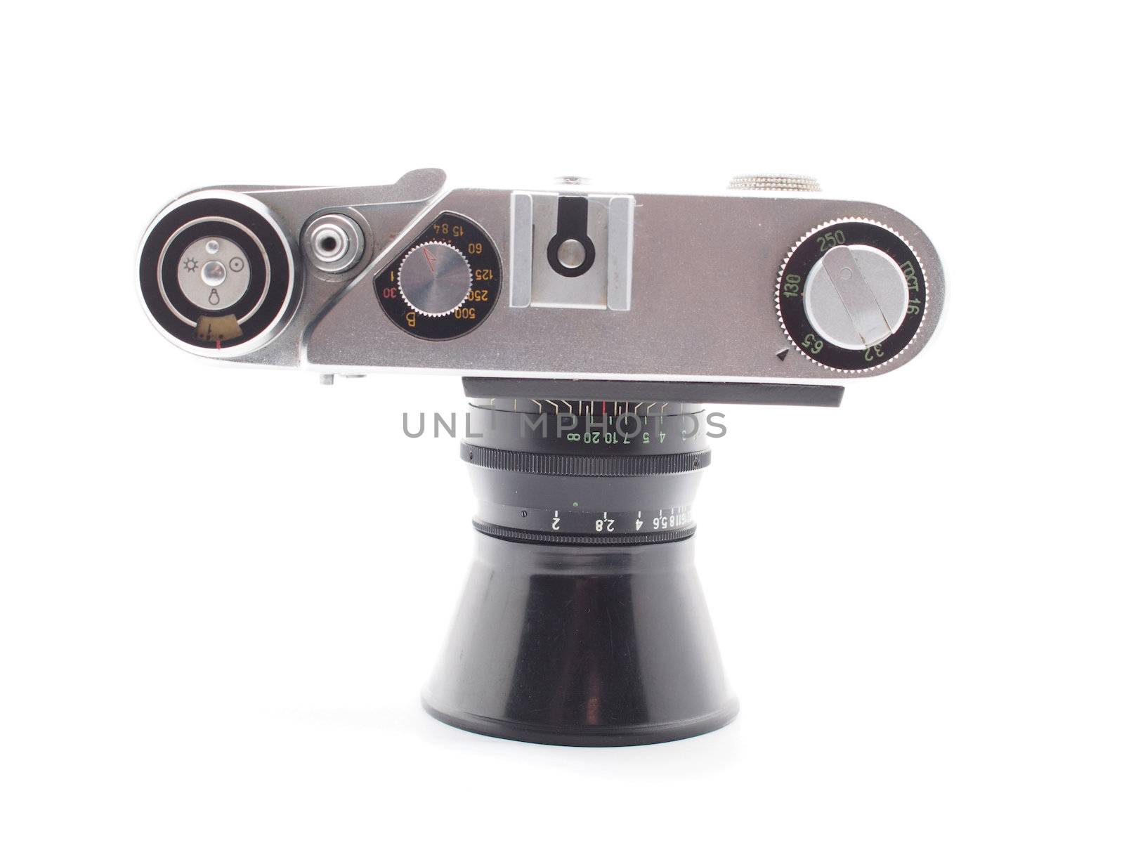 Old camera on a white background 
