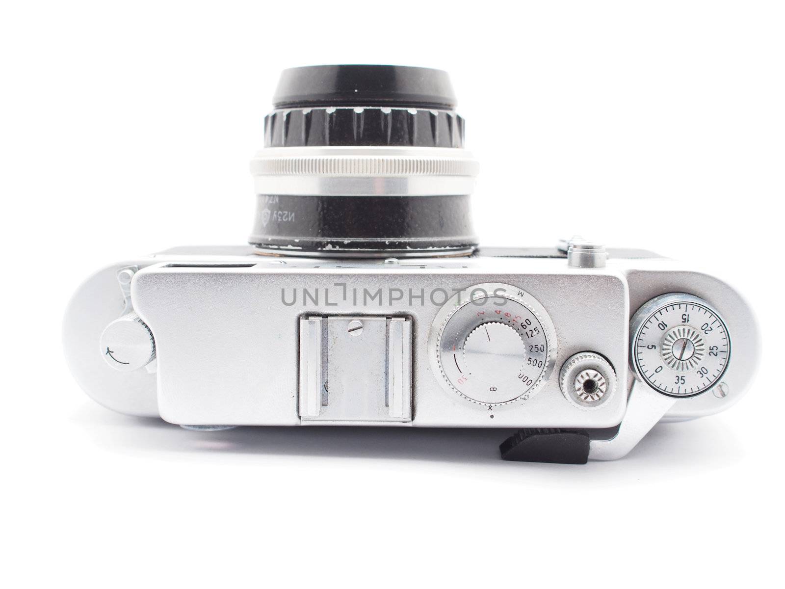 Old camera on a white background 