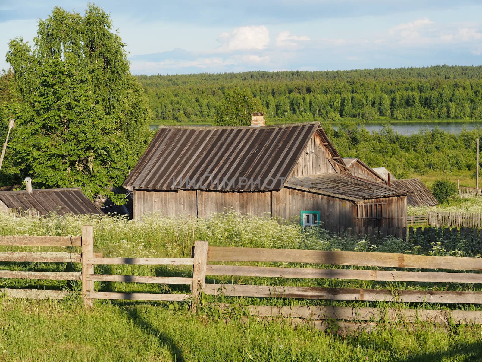 Wooden house in the village