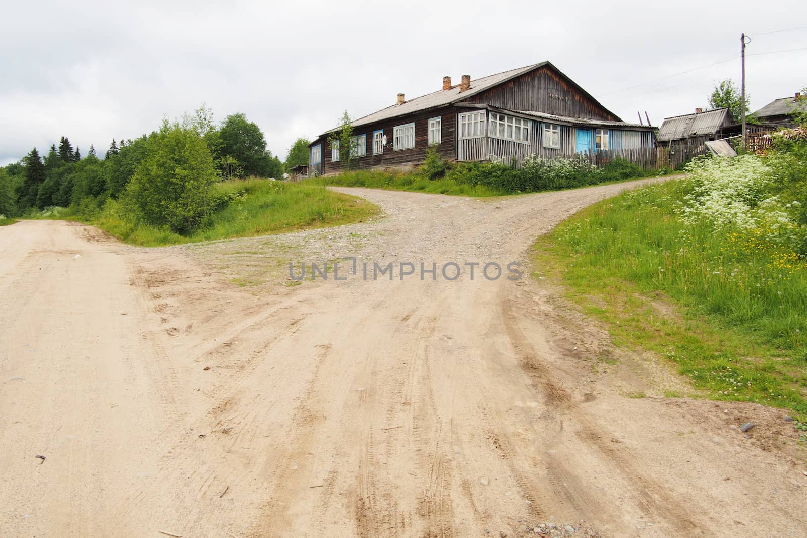 Wooden house in the village