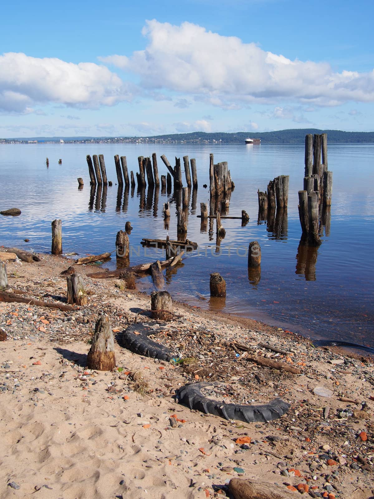 old piles in the lake