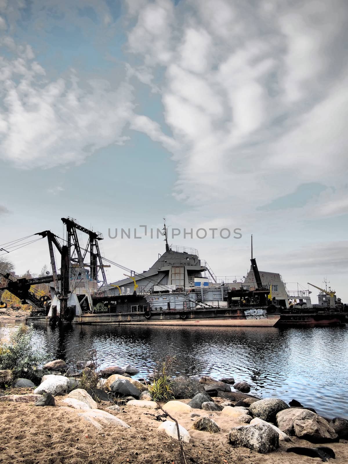 old ship on the lake