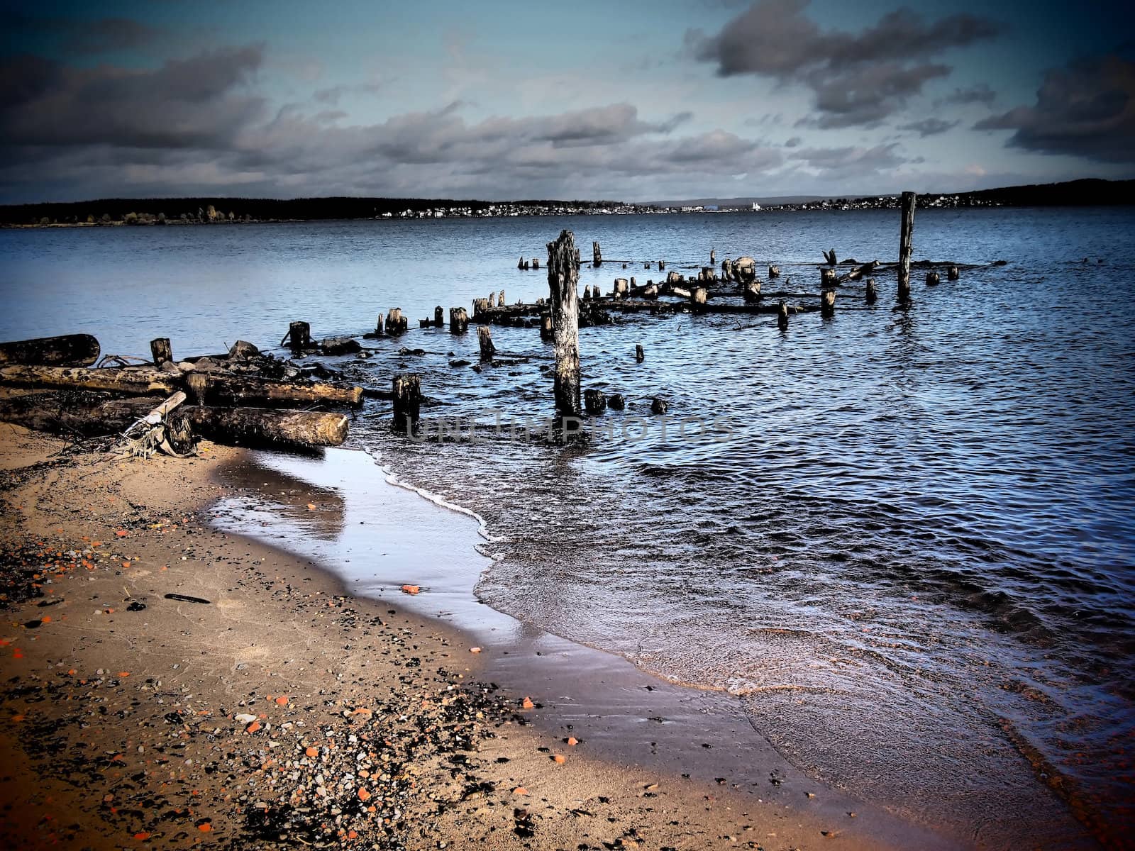 old piles in the lake