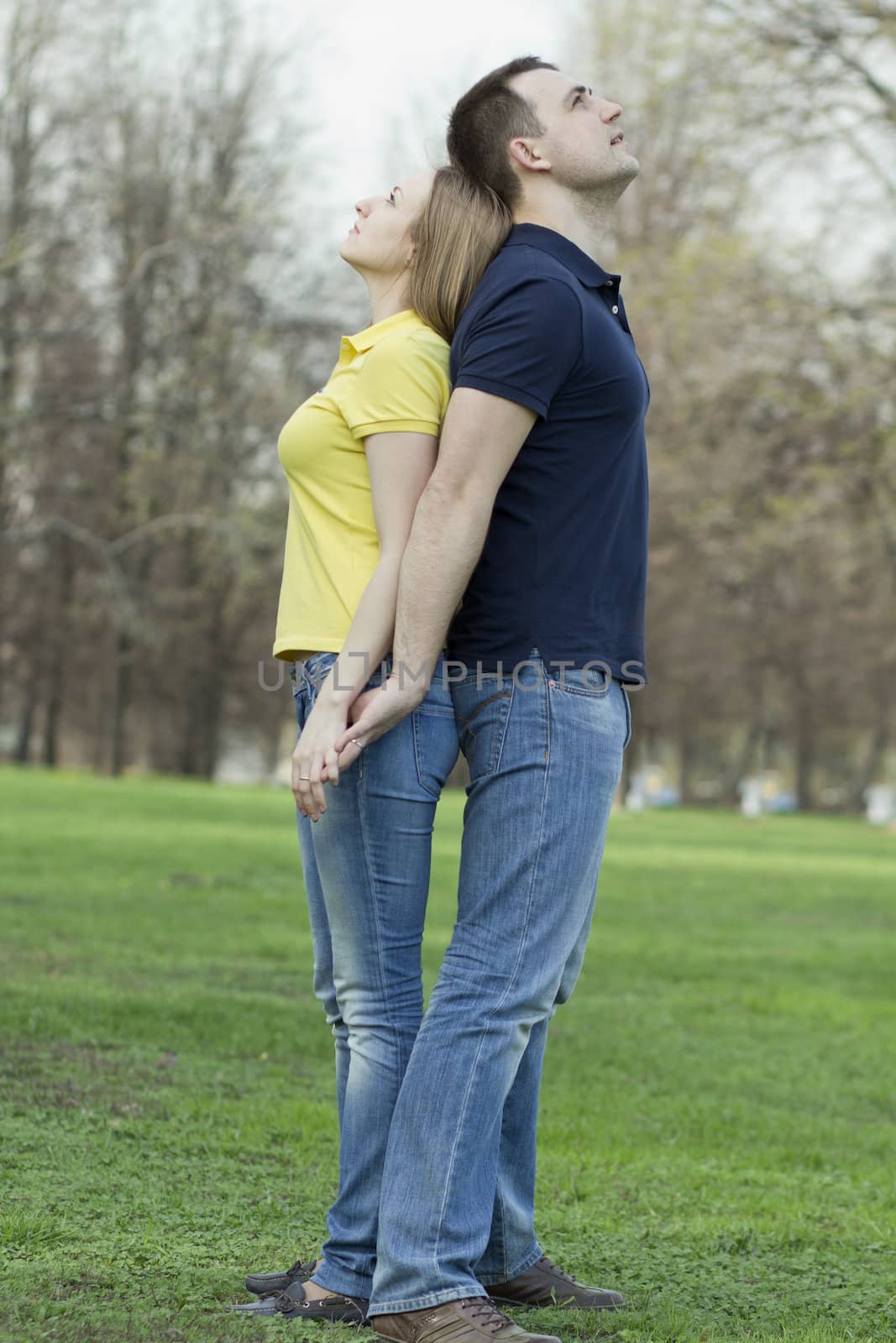 Portrait of love couple embracing outdoor