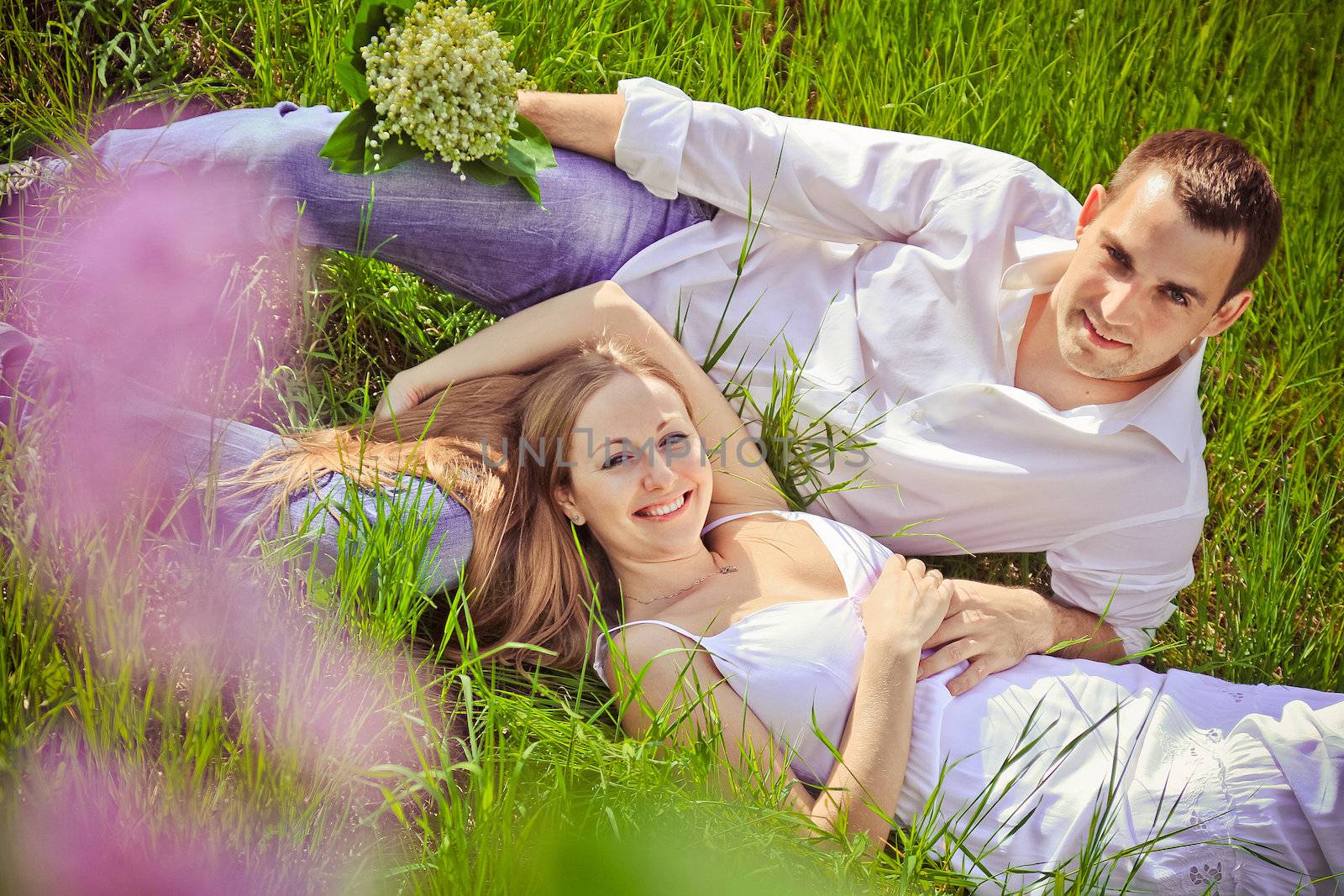 Young couple in love outdoors