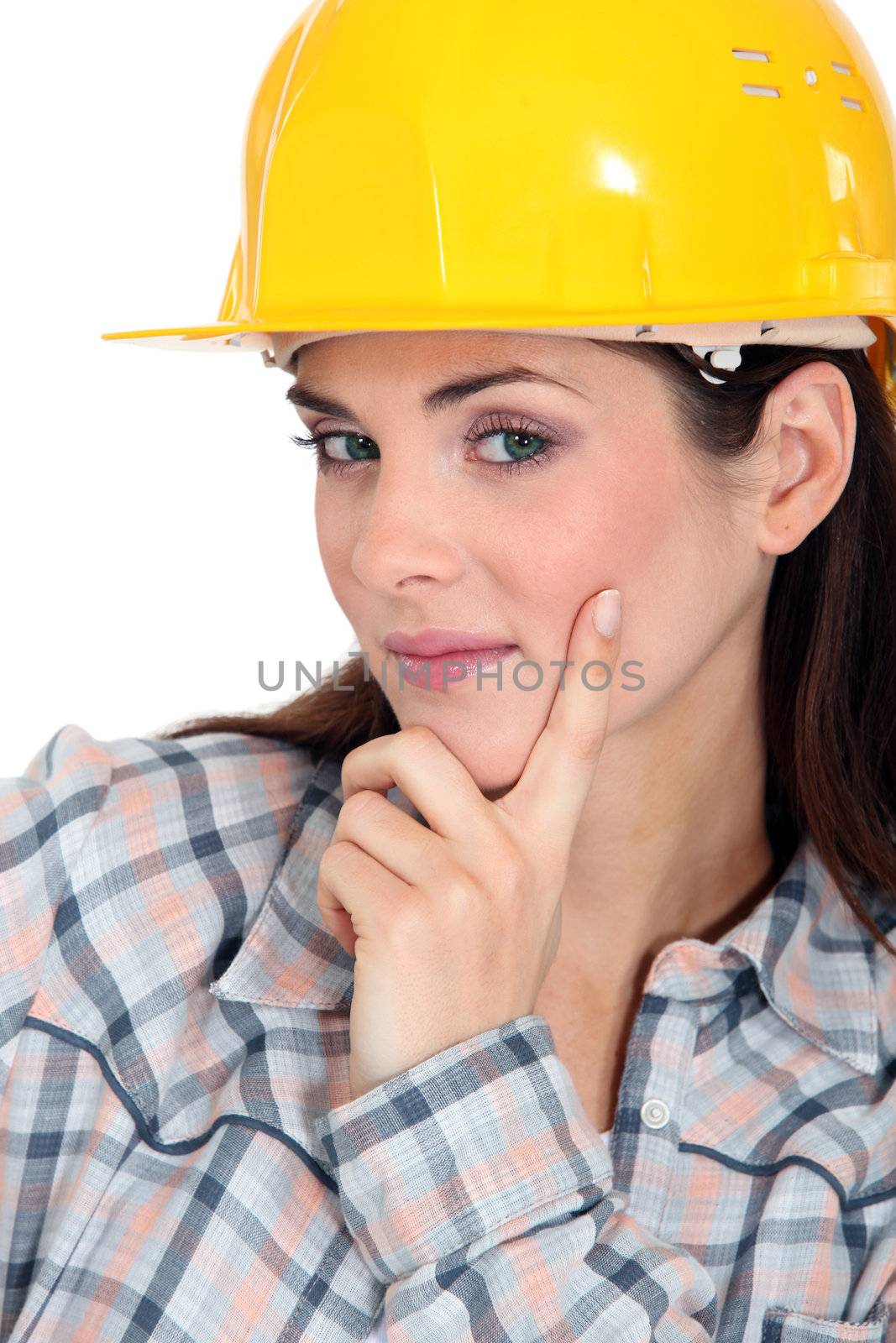 Tradeswoman contemplating life