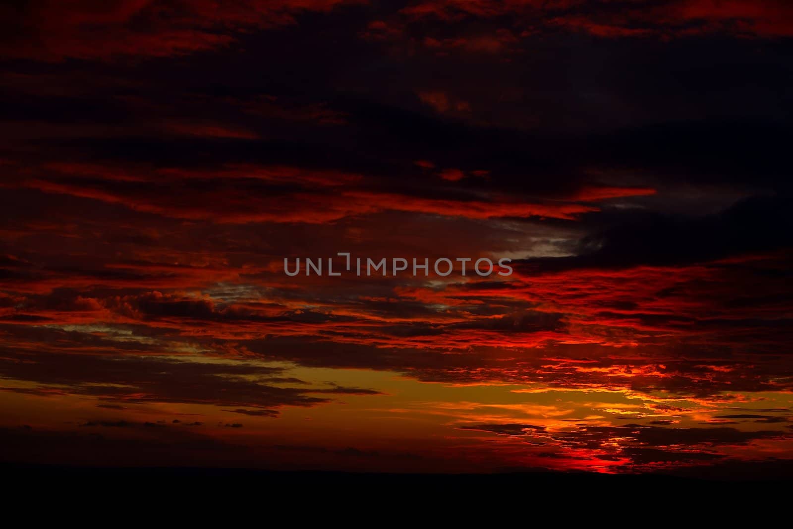 Sunset sky with dark clouds