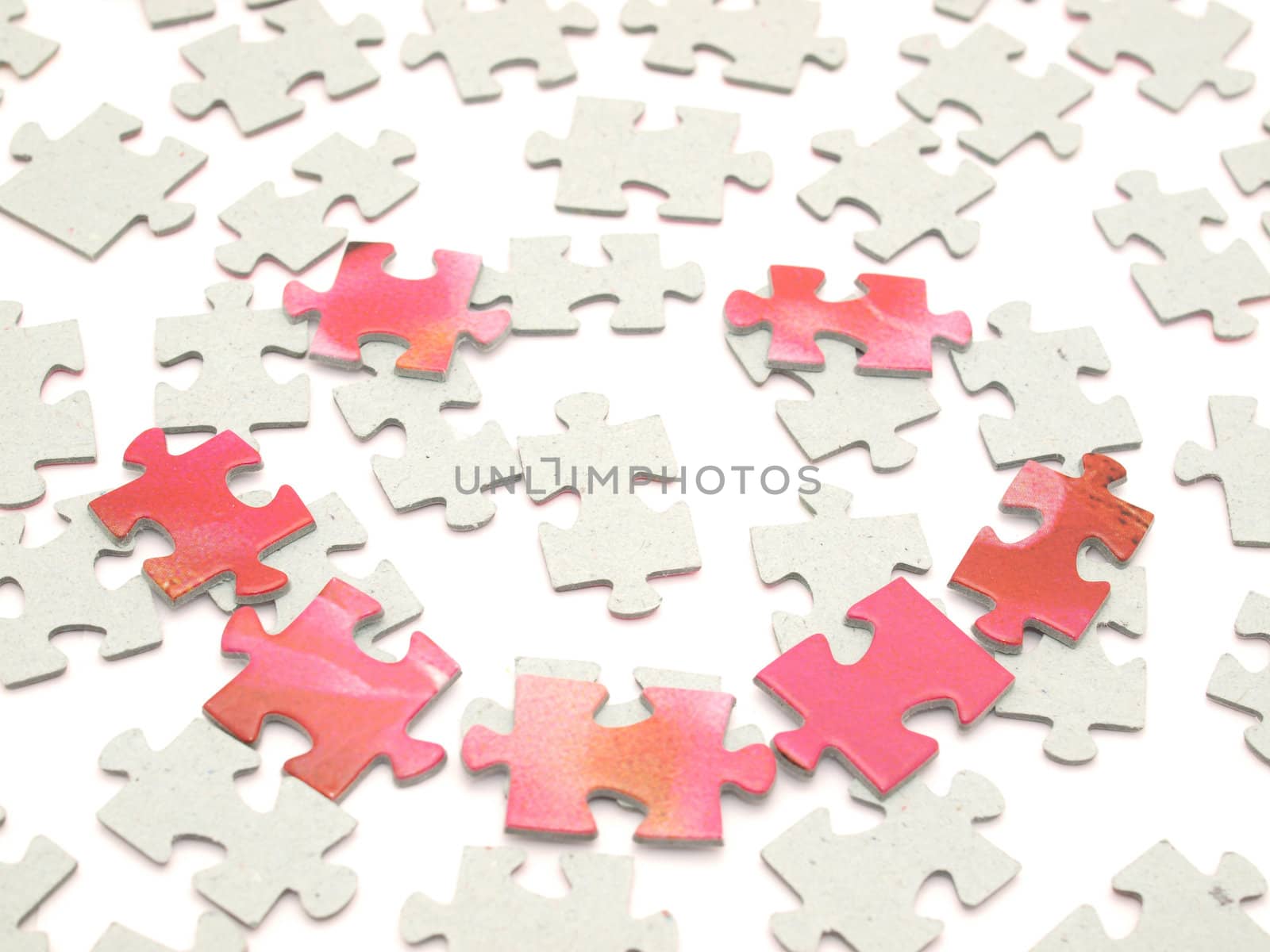 Puzzle pieces on a white background    