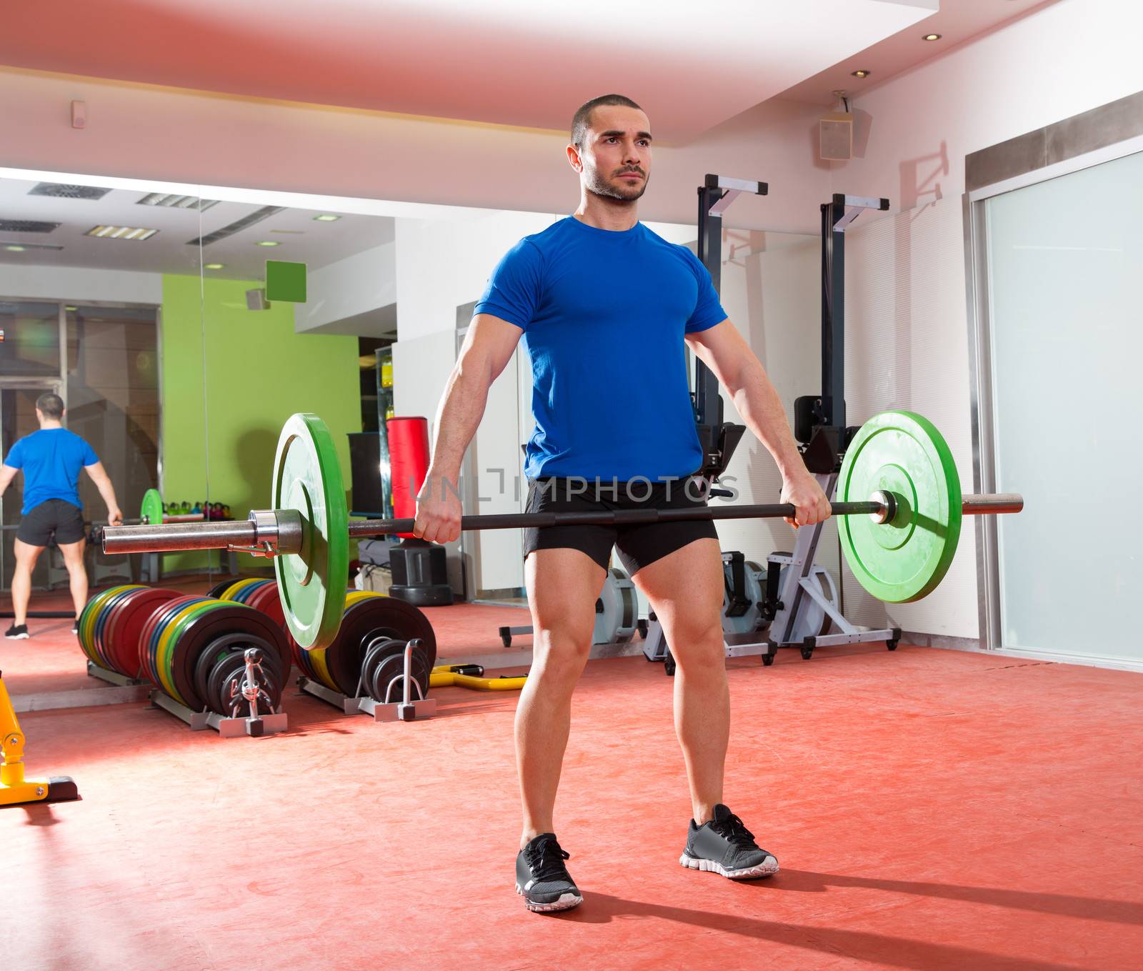 Crossfit fitness gym weight lifting bar man workout by lunamarina