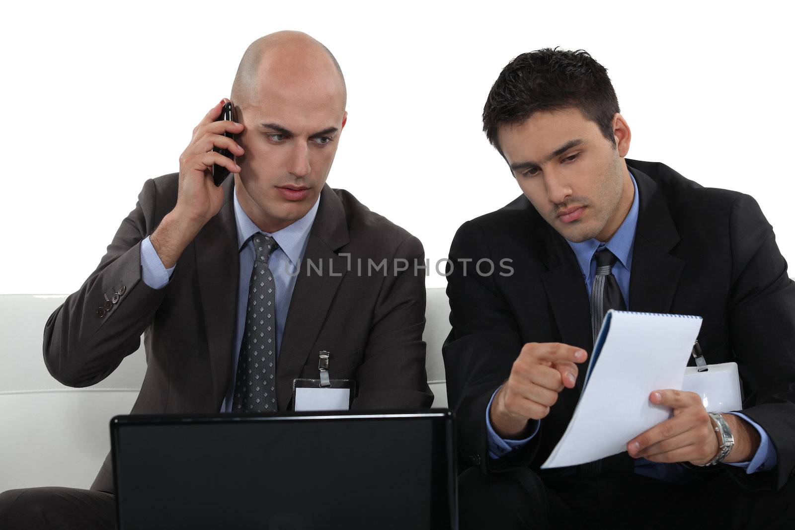 duo of businessmen working together