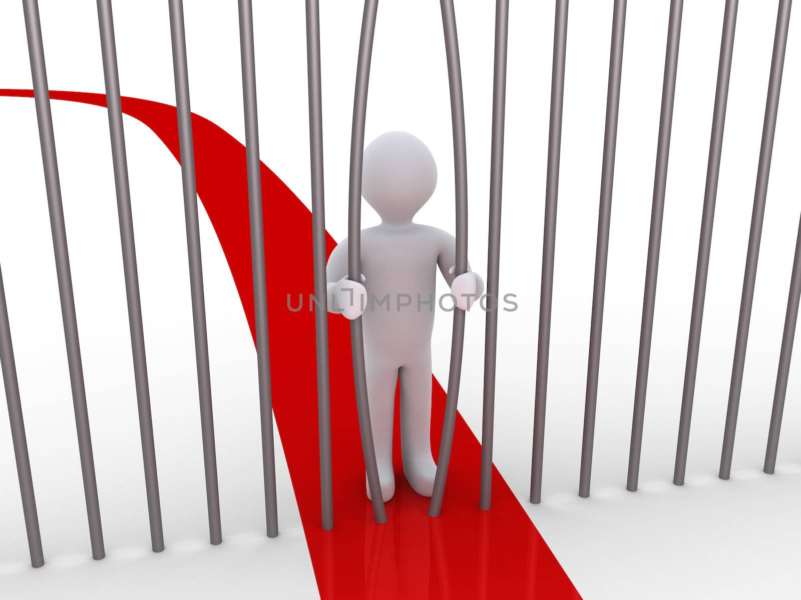 3d person is bending the bars in order to continue his way