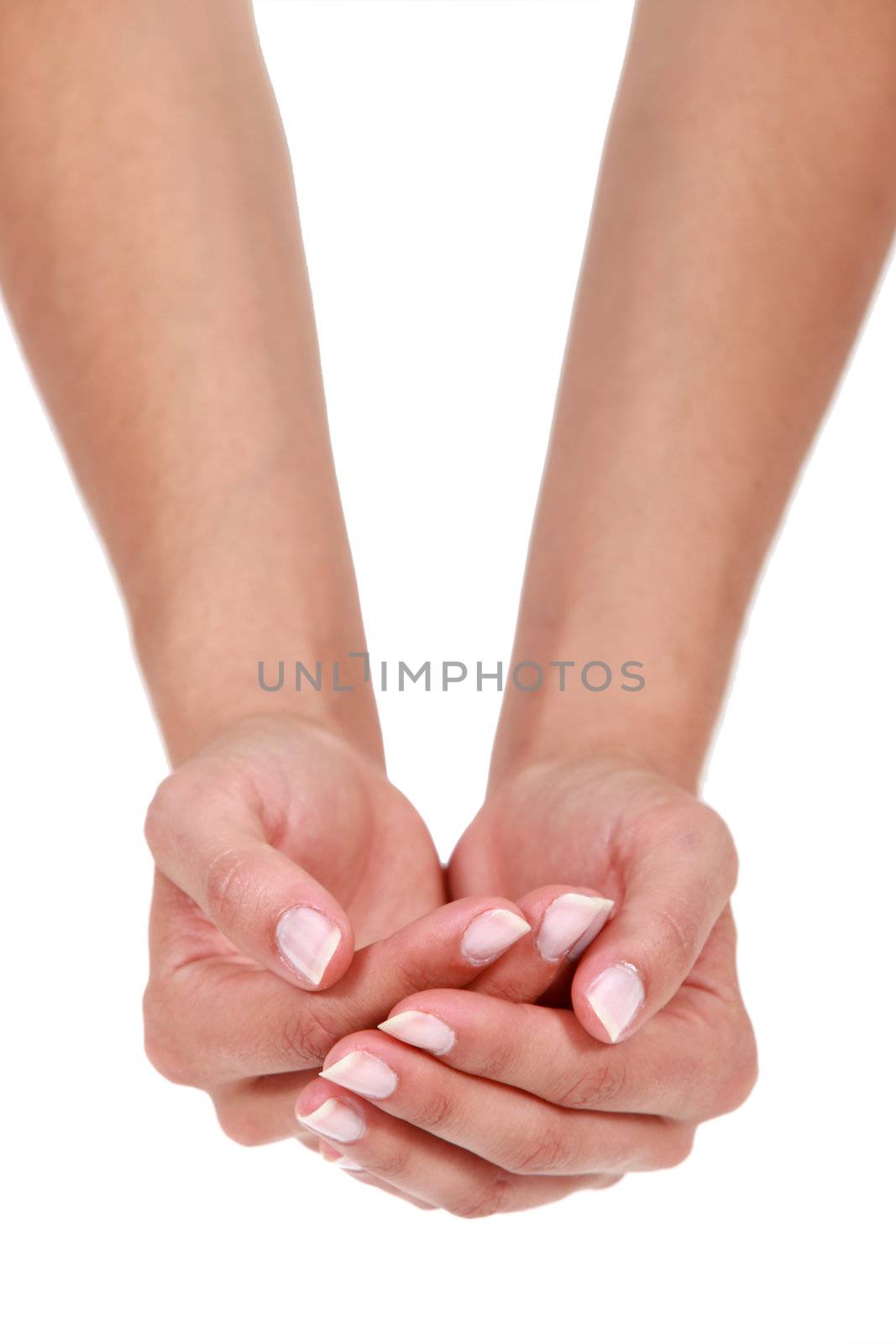 Woman's cupped hands by phovoir