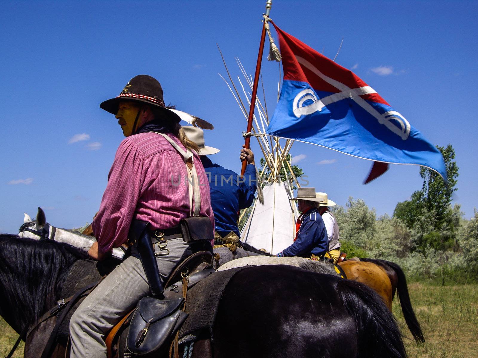 US Cavalry flag at reenactment of Battle of the Bighorn