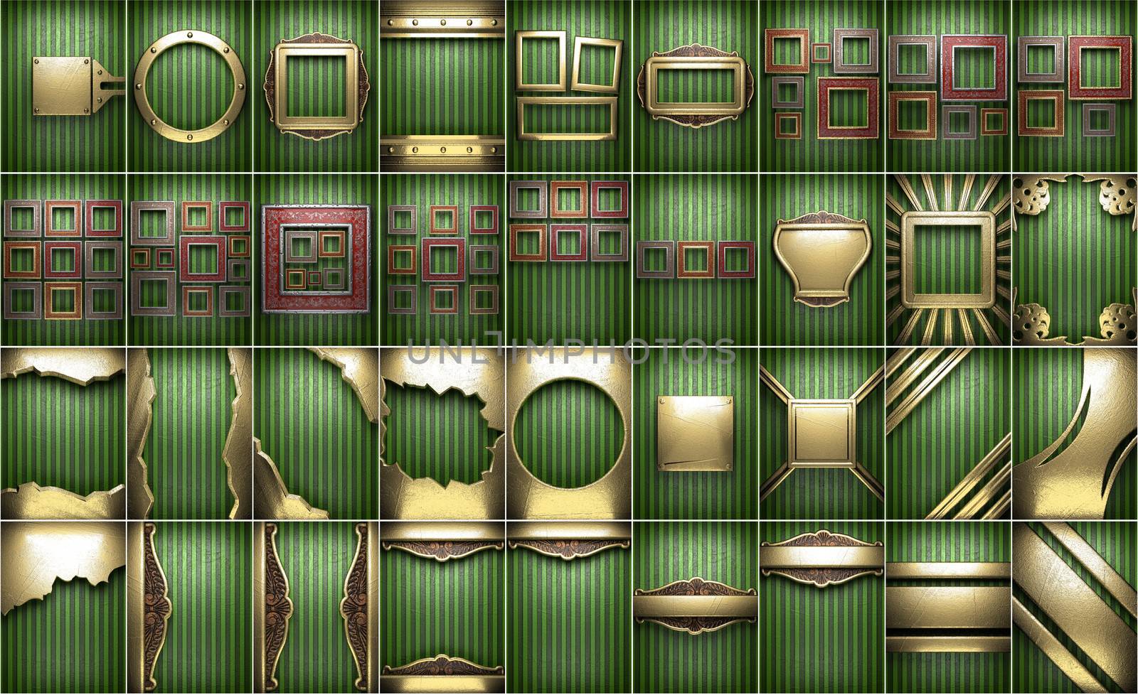 gold on green background set